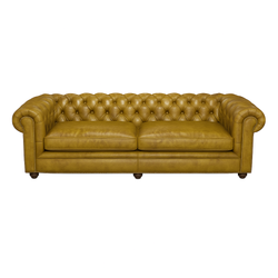 Canapea chesterfield GYMA piele GALBENA
