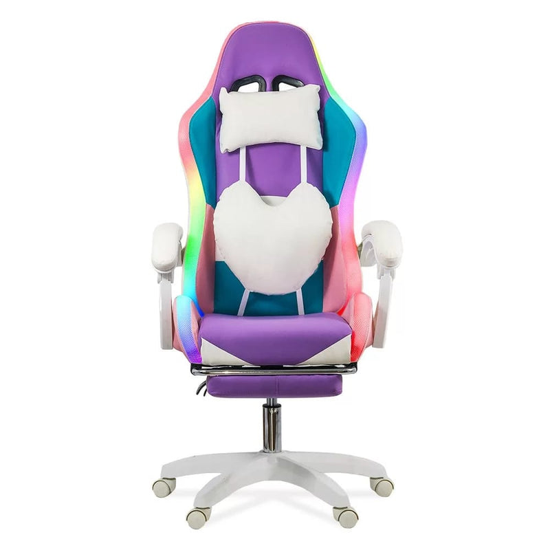 SCAUN GAMING DE BIROU PENTRU FETE CU LUMINI RGB SI SUPORT PICIOARE OFF 298 - EScaune