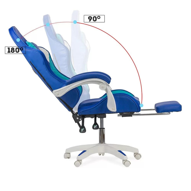 SCAUN GAMING DE BIROU PENTRU BAIETI CU LUMINI RGB SI SUPORT PICIOARE OFF 298 - EScaune