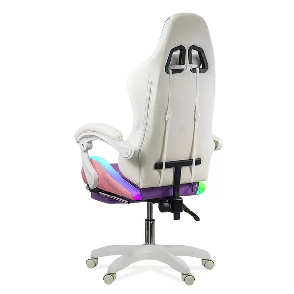 SCAUN GAMING DE BIROU PENTRU FETE CU LUMINI RGB SI SUPORT PICIOARE OFF 298 - EScaune