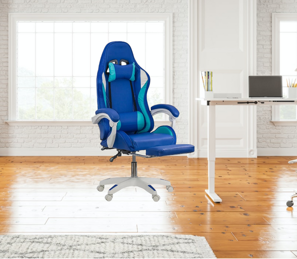 SCAUN GAMING DE BIROU PENTRU BAIETI CU LUMINI RGB SI SUPORT PICIOARE OFF 298 - EScaune