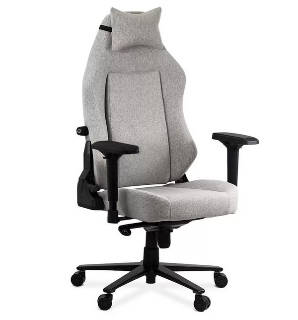 Scaun gaming textil cu cotiere 4D si suport lombar integrat OFF 297 gri - EScaune