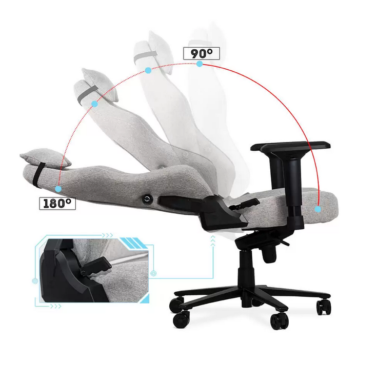 Scaun gaming textil cu cotiere 4D si suport lombar integrat OFF 297 gri - EScaune