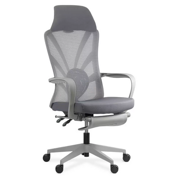 Scaun ergonomic cu spatar rabatabil si suport picioare SYYT 9512 gri - EScaune
