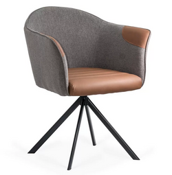 Scaun modern rotativ 360 piele/textil maro/gri BUC 0222 - EScaune