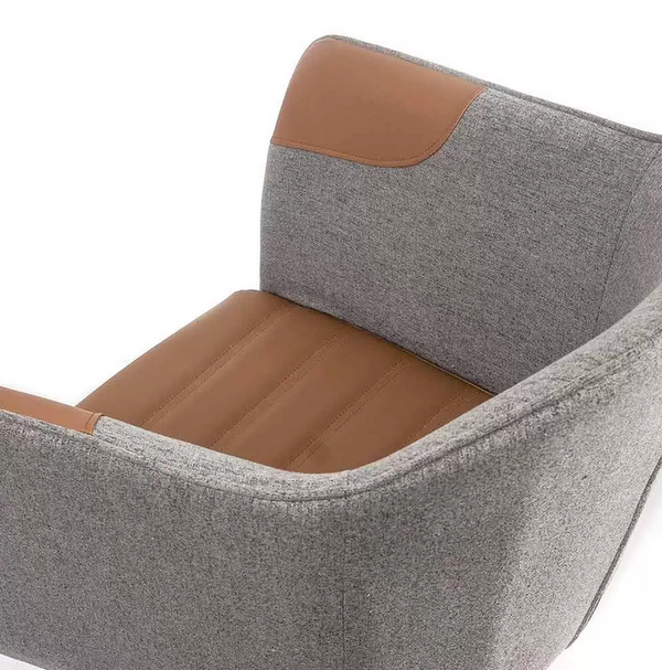 Scaun modern rotativ 360 piele/textil maro/gri BUC 0222 - EScaune