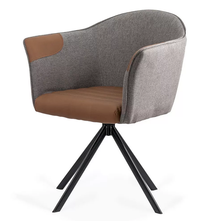 Scaun modern rotativ 360 piele/textil maro/gri BUC 0222 - EScaune