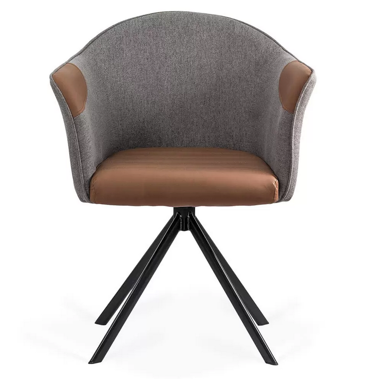 Scaun modern rotativ 360 piele/textil maro/gri BUC 0222 - EScaune