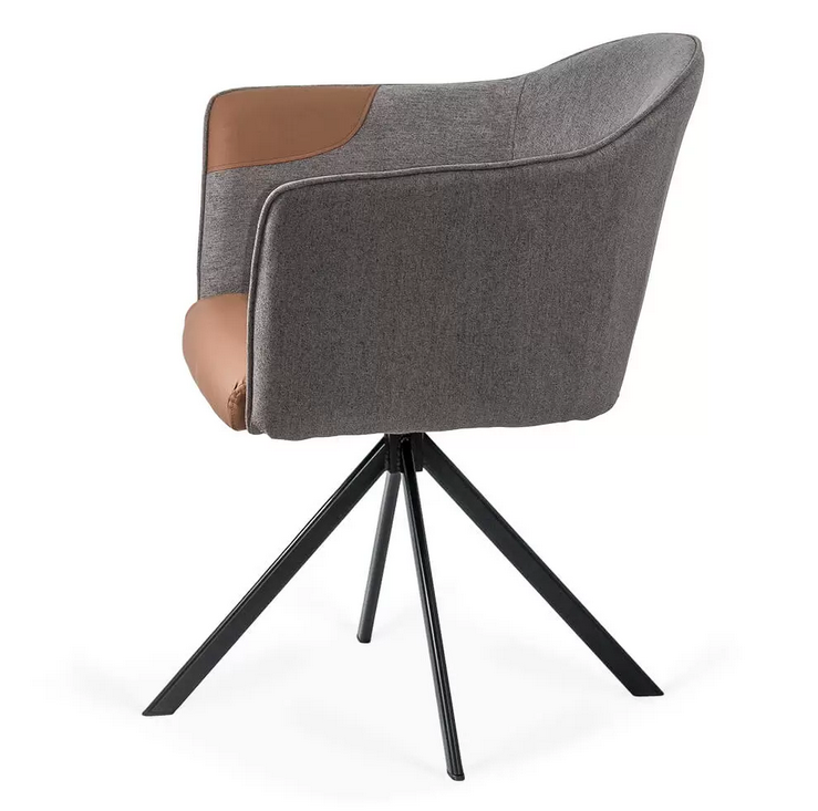 Scaun modern rotativ 360 piele/textil maro/gri BUC 0222 - EScaune