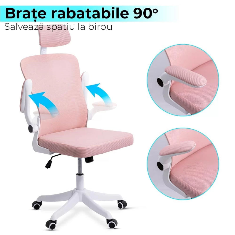 SCAUN DE BIROU ERGONOMIC CU SPATAR INALT SI COTIERE RABATABILE OFF 336 - EScaune