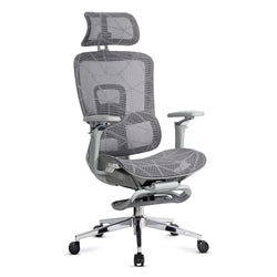 Scaun birou ergonomic gri din mesh cu tetiera reglabila, brate 4D si sezut culisant SYYT 9520