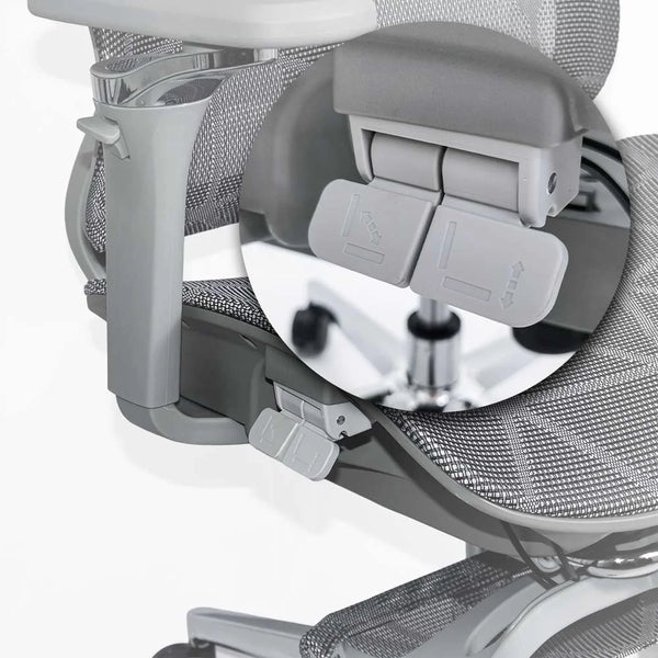 Scaun birou ergonomic gri din mesh cu tetiera reglabila, brate 4D si sezut culisant SYYT 9520