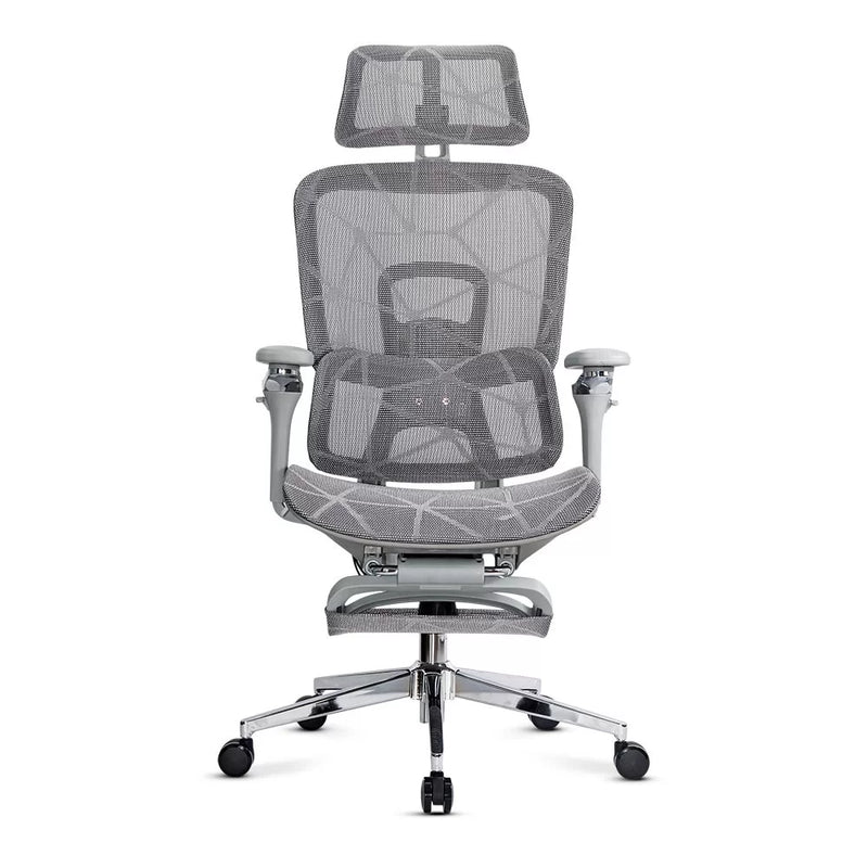 Scaun birou ergonomic gri din mesh cu tetiera reglabila, brate 4D si sezut culisant SYYT 9520