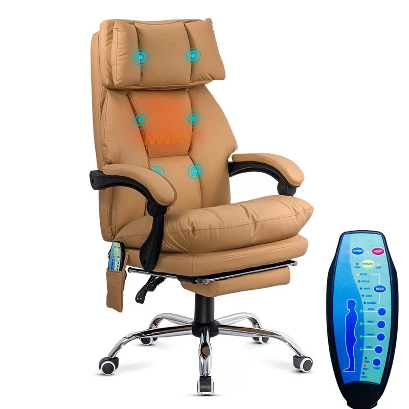 Scaun de birou cu masaj din piele ecologica si cu incalzire OFF 414 bej