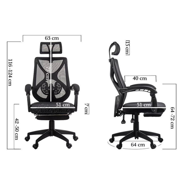 Scaun de birou din mesh cu suport pentru picioare OFF 636 negru - EScaune