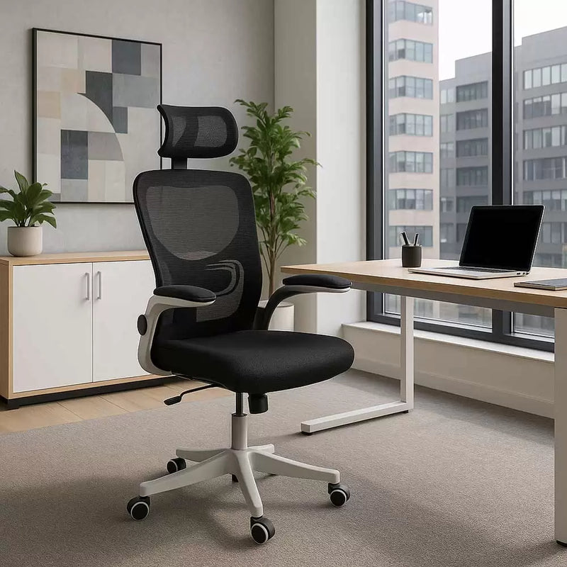 SCAUN DE BIROU ERGONOMIC CU SPATAR INALT SI COTIERE RABATABILE OFF 336 - EScaune