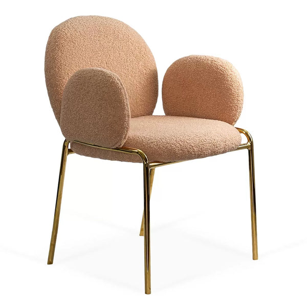 Scaun dining BUC 282 din boucle cu cadru auriu fix