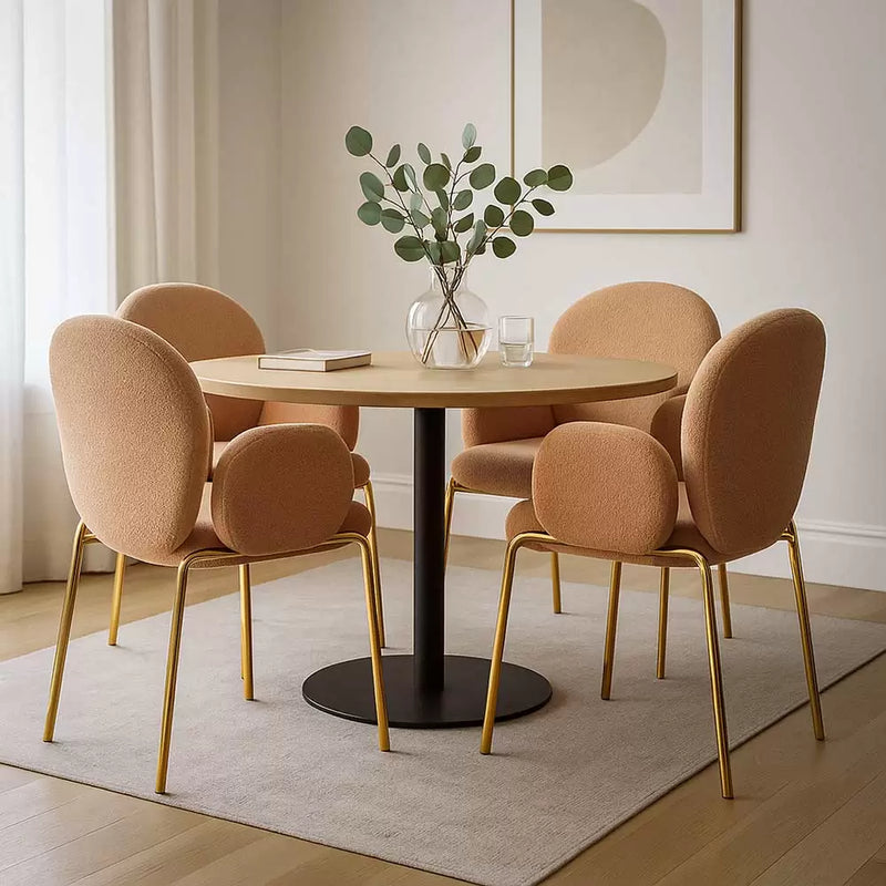Scaun dining BUC 282 din boucle cu cadru auriu fix