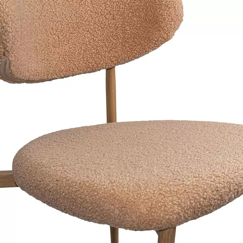 Scaun dining BUC 283 din material boucle cu cadru metalic cu aspect lemnos