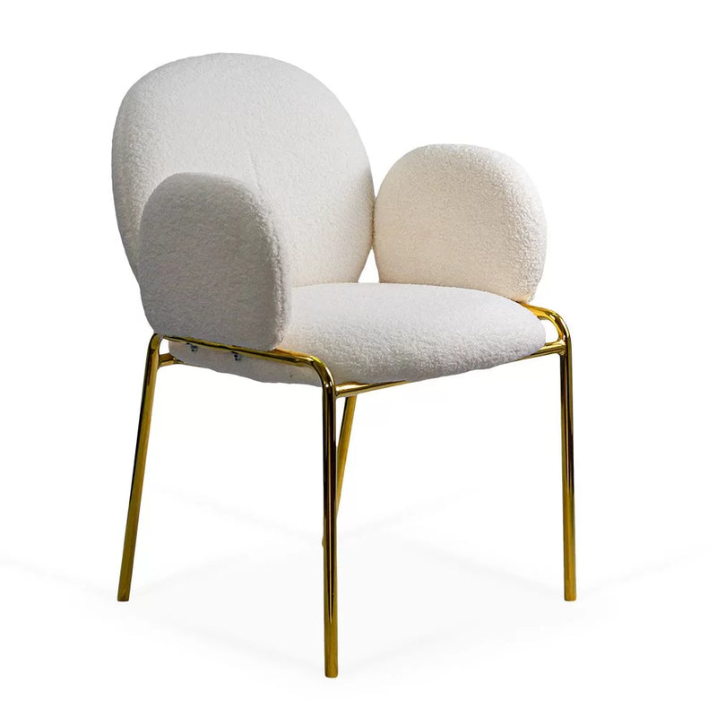 Scaun dining BUC 282 din boucle cu cadru auriu fix