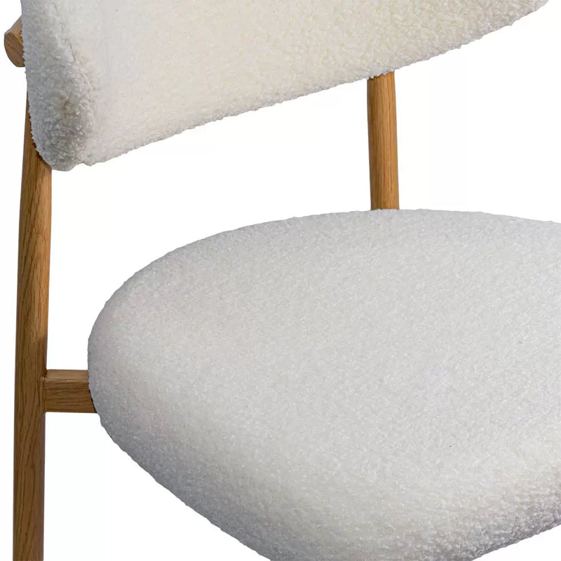 Scaun dining BUC 283 din material boucle cu cadru metalic cu aspect lemnos
