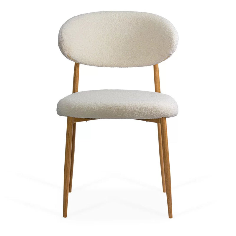 Scaun dining BUC 283 din material boucle cu cadru metalic cu aspect lemnos