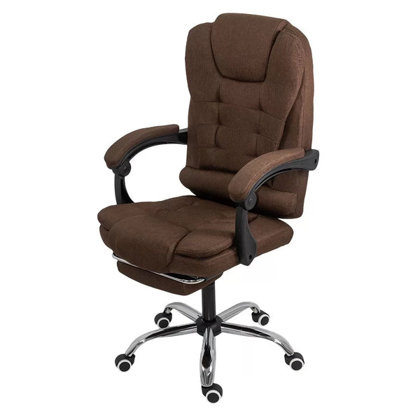 Scaun directorial maro OFF 4181M din stofa cu 7 puncte masaj si suport de picioare - EScaune