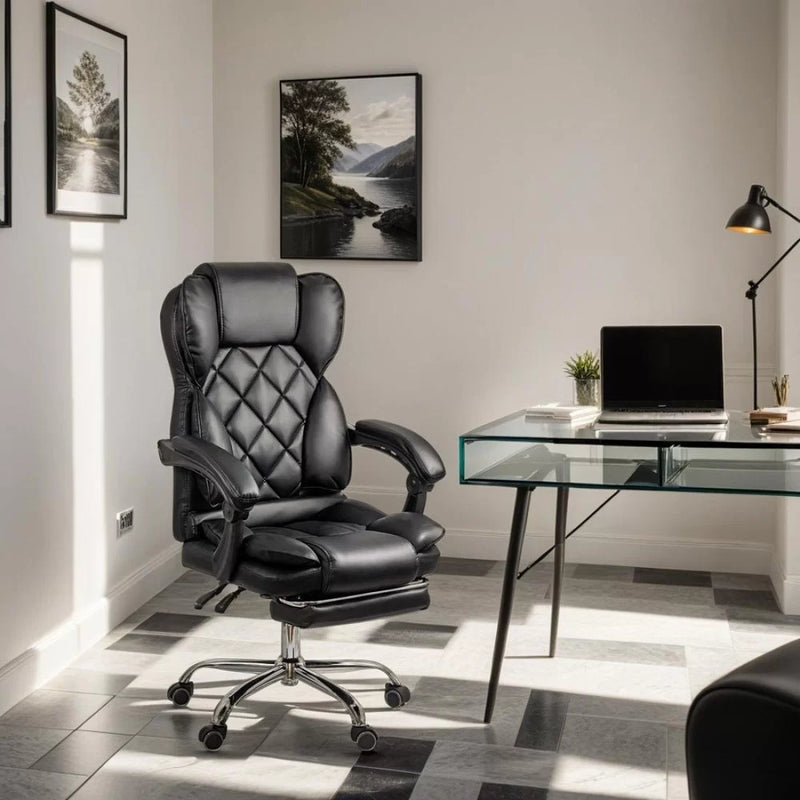 Scaun directorial elegant cu suport pentru picioare OFF 412 negru - EScaune