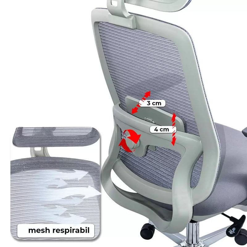 Scaun ergonomic de birou OFF 403 din mesh cu brate reglabile 3D