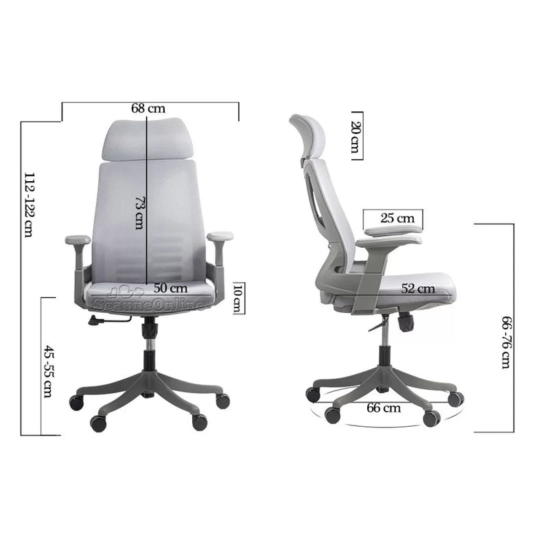 Scaun ergonomic din mesh cu suport lombar si tetiera SYYT 9514 gri - EScaune