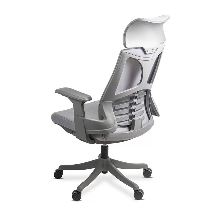 Scaun ergonomic din mesh cu suport lombar si tetiera SYYT 9514 gri - EScaune
