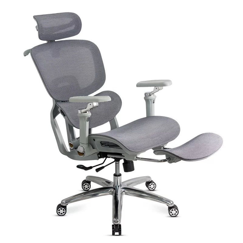 Scaun ergonomic gri din mesh rezistent la 150 kg cu functie de masaj lombar cu incalzire, SYYT 9521