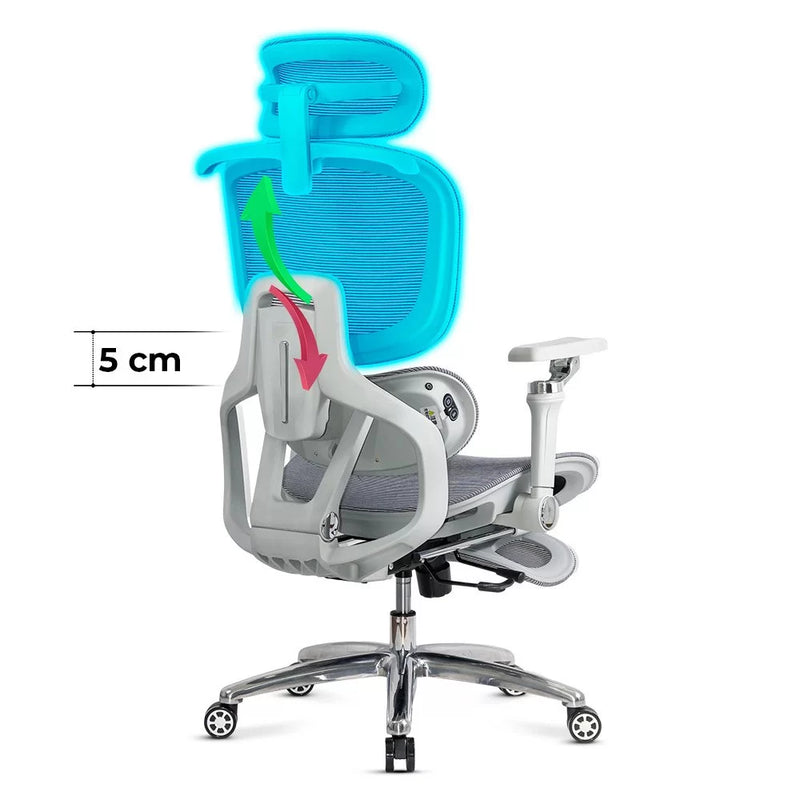 Scaun ergonomic gri din mesh rezistent la 150 kg cu functie de masaj lombar cu incalzire, SYYT 9521
