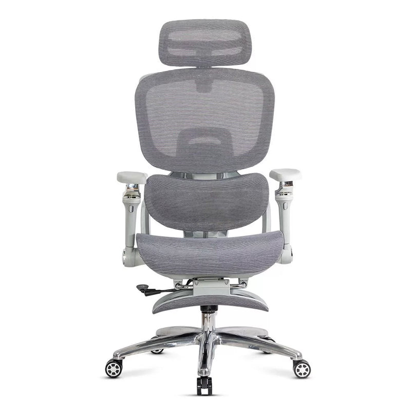 Scaun ergonomic gri din mesh rezistent la 150 kg cu functie de masaj lombar cu incalzire, SYYT 9521