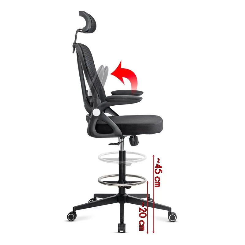 Scaun ergonomic de lucru negru din mesh cu suport picioare reglabil OFF 650