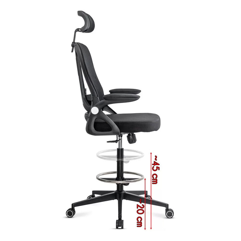 Scaun ergonomic de lucru negru din mesh cu suport picioare reglabil OFF 650