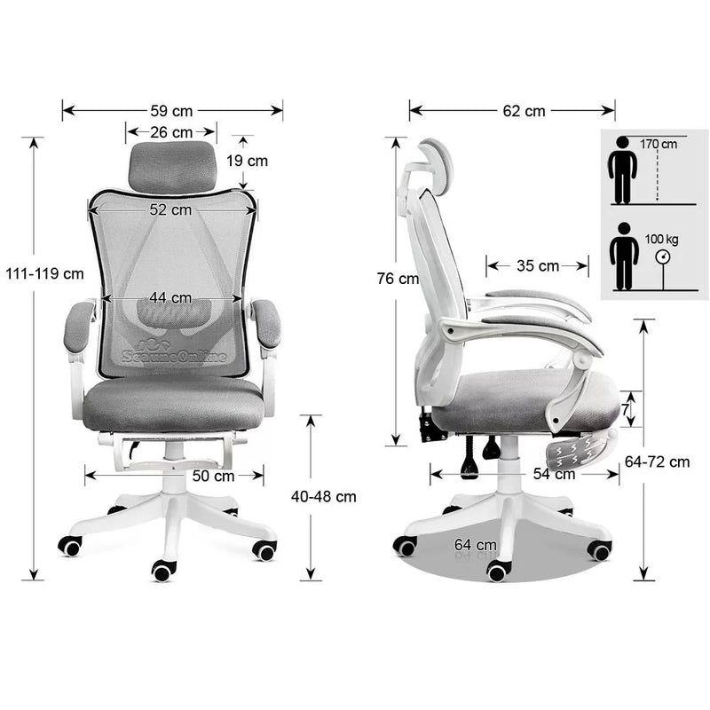 Scaun de birou ergonomic din mesh OFF 829 gri - EScaune