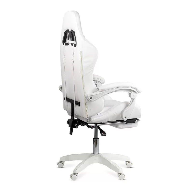 SCAUN GAMING DE BIROU CU LUMINI RGB SI SUPORT PICIOARE OFF 298, ALB