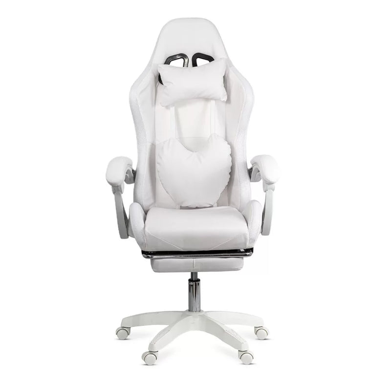SCAUN GAMING DE BIROU CU LUMINI RGB SI SUPORT PICIOARE OFF 298, ALB