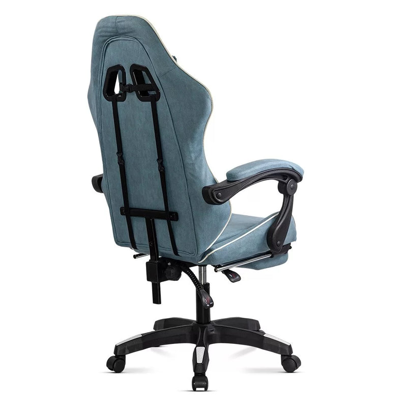 Scaun de gaming bleu OFF 295 din stofa cu spatar rabatabil - EScaune