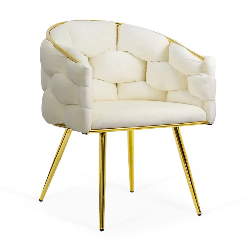 Scaun living BUC 251 din catifea cu cadru aurit si design impletit