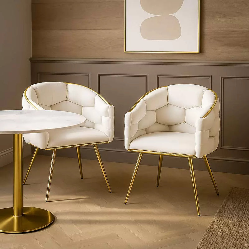 Scaun living BUC 251 din catifea cu cadru aurit si design impletit