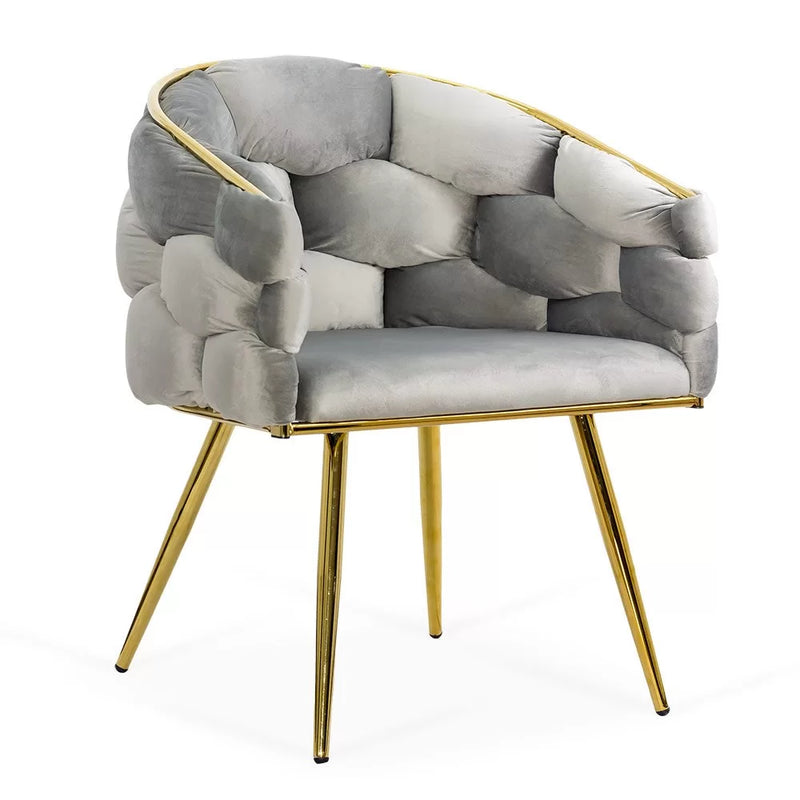 Scaun living BUC 251 din catifea cu cadru aurit si design impletit