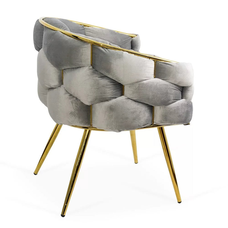 Scaun living BUC 251 din catifea cu cadru aurit si design impletit
