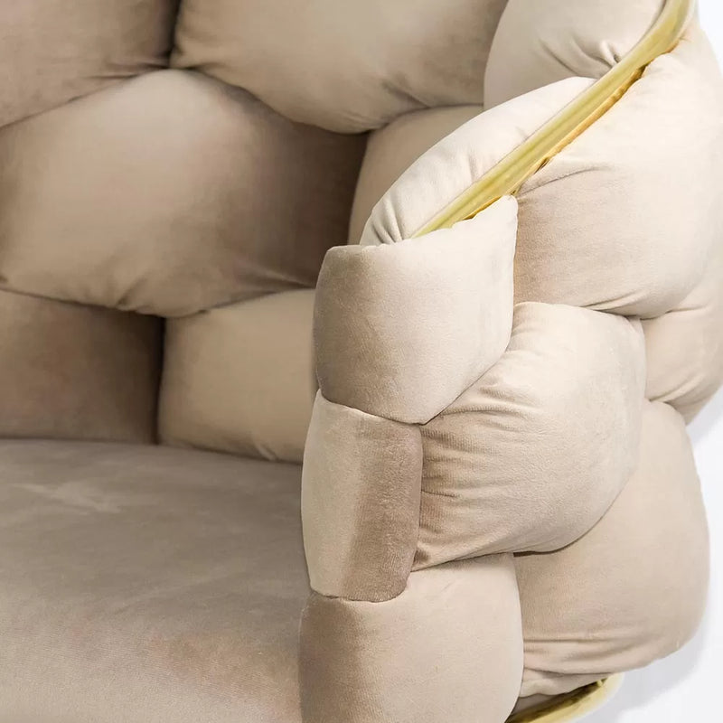 Scaun living BUC 251 din catifea cu cadru aurit si design impletit
