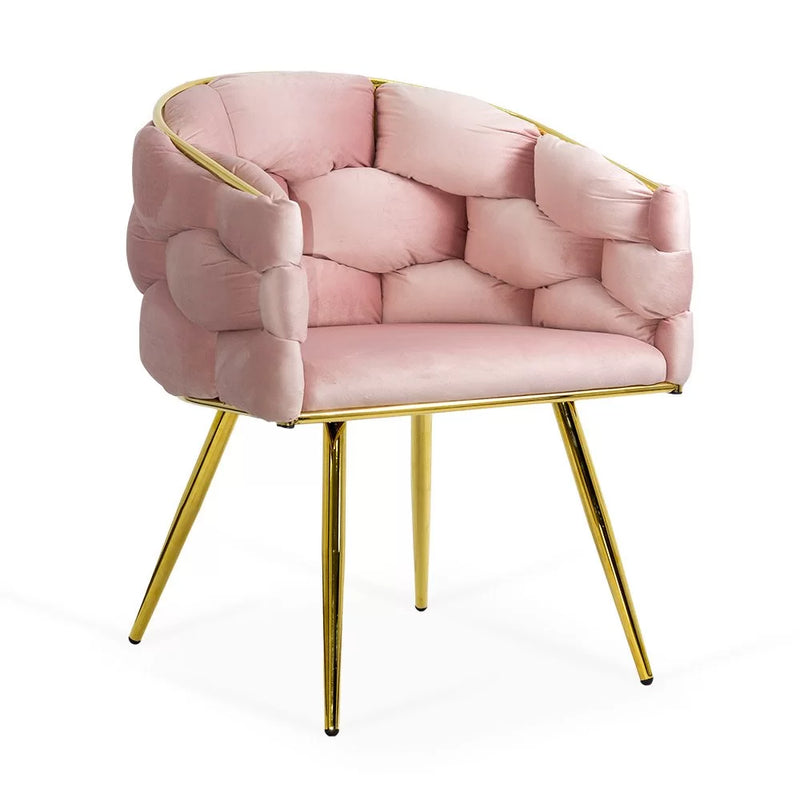 Scaun living BUC 251 din catifea cu cadru aurit si design impletit