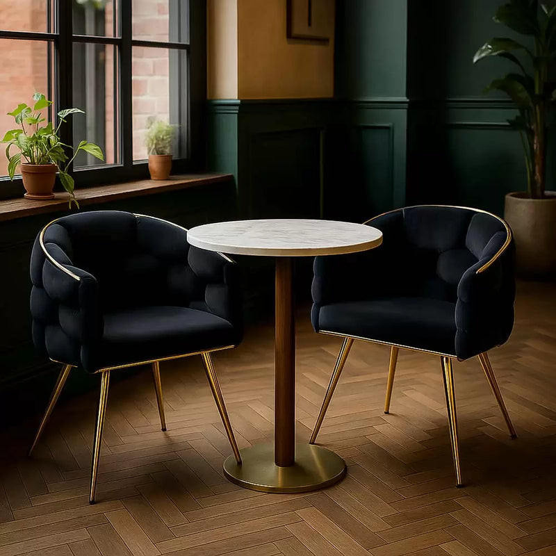Scaun living BUC 251 din catifea cu cadru aurit si design impletit