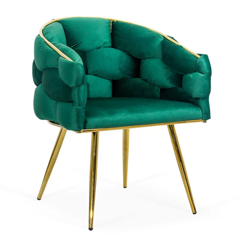 Scaun living BUC 251 din catifea cu cadru aurit si design impletit