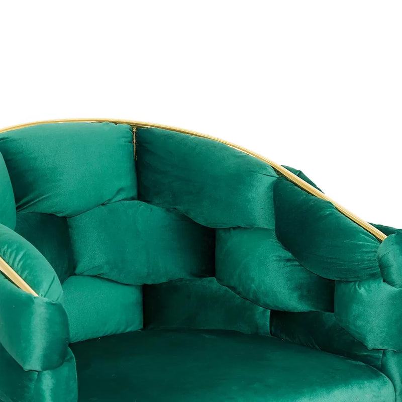 Scaun living BUC 251 din catifea cu cadru aurit si design impletit