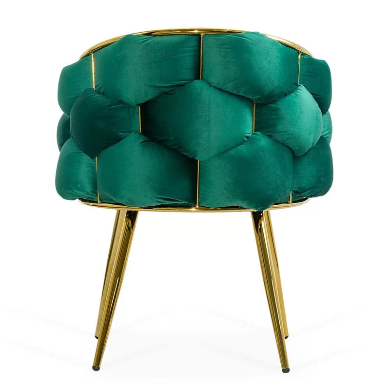 Scaun living BUC 251 din catifea cu cadru aurit si design impletit